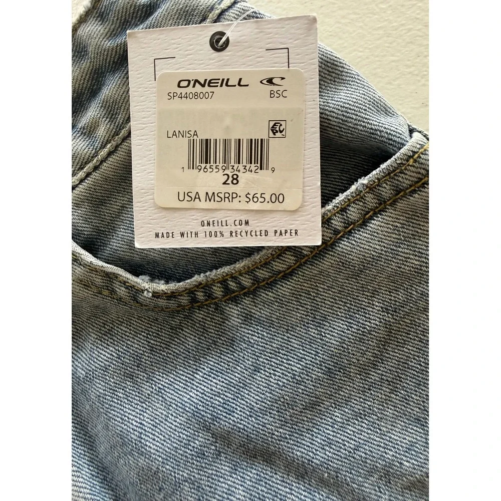 O'Neill Lanisa High Waist Denim Cutoff Shorts size 28 blue Beach Summer